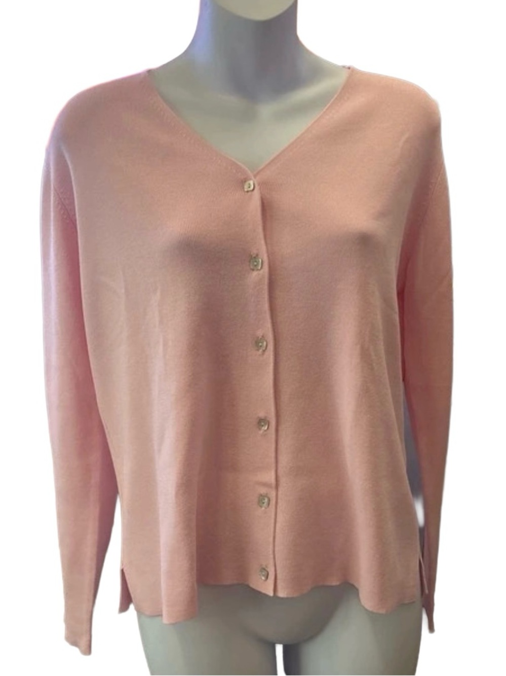 Joseph A. Qu'est-Ce Que C'est Silk? Pastel Pink Cardigan Sweater Viscose/Nylon